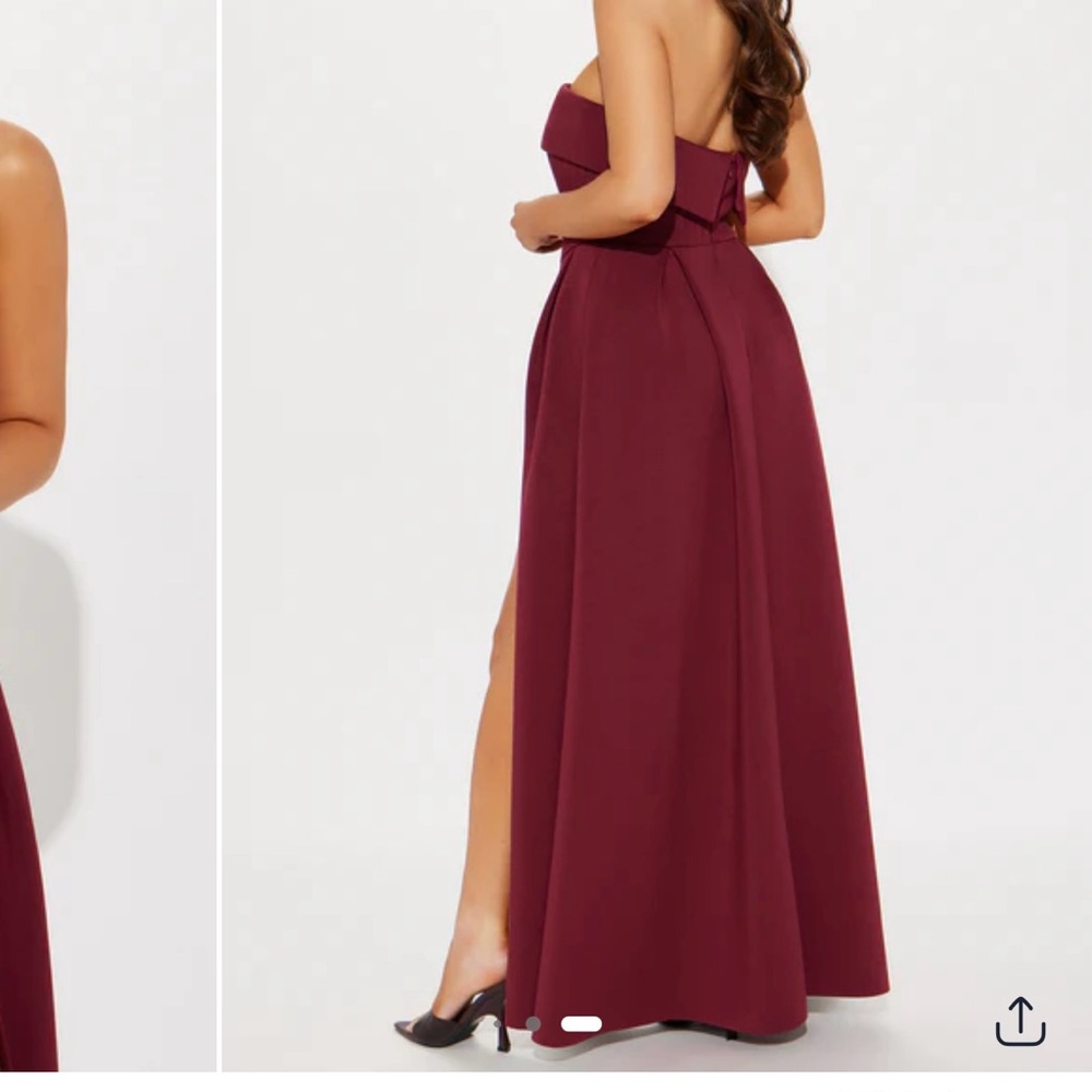 Elegant Burgundy Strapless Evening Gown